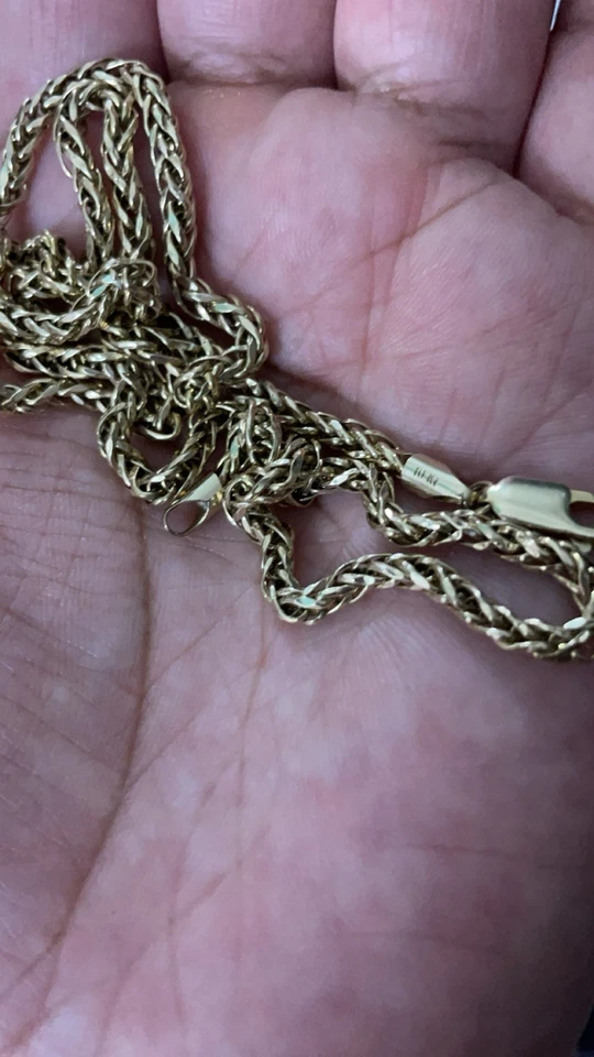 10K YELLOW GOLD Braided WHEAT LINK STYLE CHAIN NECKLACE UNISEX 3MM - Image 1 of 4