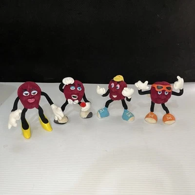 Lote de 4 figuras de peluche flexibles Applause 1988 California Raisins Hardee’s Foto 1 de 4