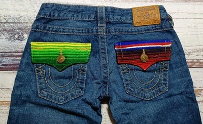 TRUE RELIGION BILLY BAJA SERAPE SZ 24 (26×32) STRAIGHT BLUE DENIM JEANS EUC  - Image 1 of 4