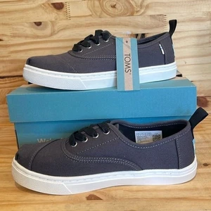 TOMS Yourh Cordones Forged Iron Grey Canvas Cupsole Size 2 - Picture 1 of 8