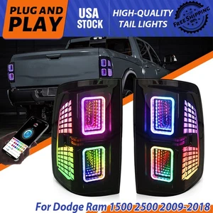 Pair RGB Tail Lights APP For Dodge Ram 1500 2500 2009-2018 Sequential Rear Lamp - Bild 1 von 16