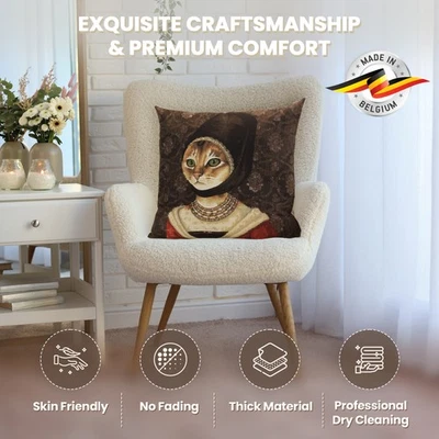 Funda de cojín - Gato con sombrero A - Funda de almohada tapiz NUEVA - 18x18 pulgadas Foto 1 de 4