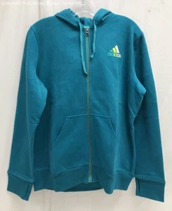 NWT Women's Adidas Turquoise Blue Full Zip Hooded Fleece Jacket Size XL - Picture 1 of 6
