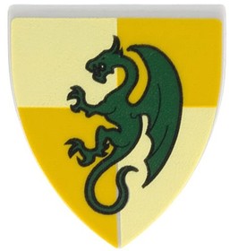 Lego Dragon Knight Minifig Shield Light Bluish Gray Dark Green Dragon D841