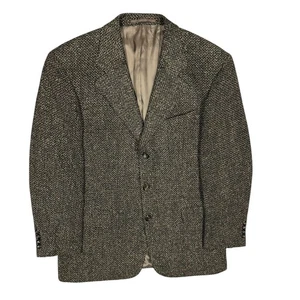 Vintage Hugo Boss Tweed Blazer "Poseidon" Wool Sport Coat Brown 40S - Picture 1 of 11