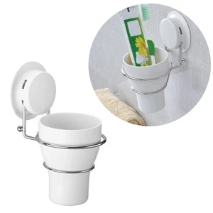 Suction Cup Toothbrush Holder Gargle Cup Wall Mounted Plastic Cup Tumbler - Picture 1 of 11