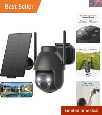 2K Solar Wireless Security Camera with 360° PTZ and Color Night Vision - Image 1 of 4