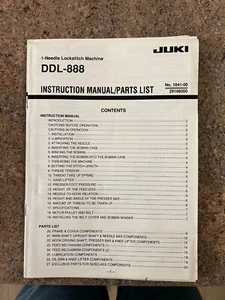 JUKI DDL-888 instruction manual part list Lockstitch Machine No. 1041-00 - Picture 1 of 1