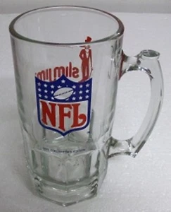 NFL National Football League Slim Jim Heavy Glass 8" Beer Mug Stein 1990 (bas) - Picture 1 of 5
