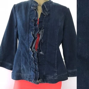 GIACCA jeans CHICO’S in denim con volant taglia 1 - Foto 1 di 8