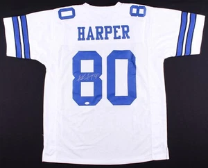 Alvin Harper SIGNED #80 Dallas Cowboys size XL white jersey w/ JSA W COA - Picture 1 of 3