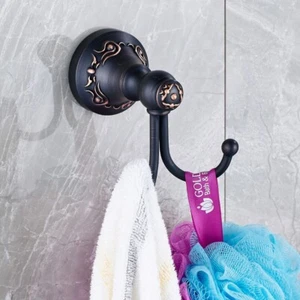Oil Rubbed Bronze Bathroom Clothes Rack Cloth Hook Wall Hook Double Robe Hook - Picture 1 of 7