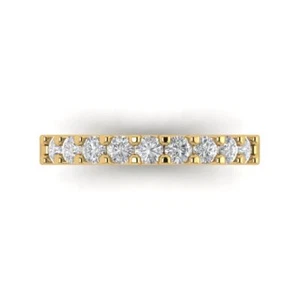 14K Yellow Gold Wedding Ring Band - 0.63 ctw Round Cut Simulated Diamond - Picture 1 of 5