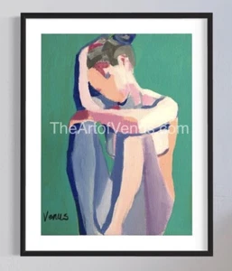 Original Painting Figurative Fine ART PRINT Colorful Abstract Expressive Figure - Picture 1 of 6