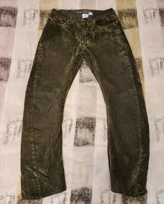 Pantalones de mezclilla Parasuco de pierna recta para hombre de terciopelo verde talla 34 Foto 1 de 4