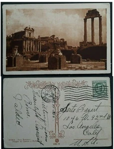 1926 Italy Postcard " Roman Forum" ties 25c stamp cancelled Rome - Bild 1 von 3