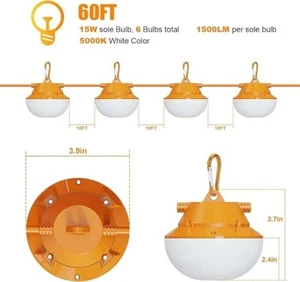 60FT Construction String Lights 90W String Work Light for Construction Jobsit... - Picture 1 of 6