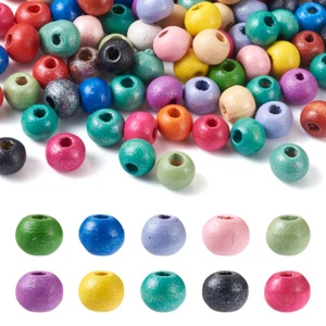 100pcs Mixed Round Wood Wooden Beads Loose Spacer Dyed Multi Color DIY Craft 6mm - Picture 1 of 12