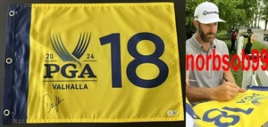 DUSTIN JOHNSON SIGNED 2024 PGA CHAMPIONSHIP PIN FLAG w/EXACT PROOF & BECKETT COA - Picture 1 of 4