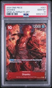 2024 One Piece OP06 Shanks Alternate Art PSA 10 GEM #007 FULL ART SUPER RARE - Picture 1 of 2