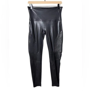 Spanx Women’s Black High Rise Waist Moto Leggings Slick Faux-Leather size XL - Picture 1 of 9