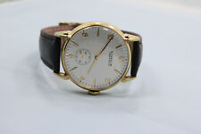 Men's Circa Timepiece CT114RG 24K Gold Plated Brown Leather Strap Watch 