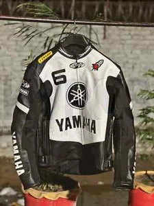 New Yamaha Men's Semi Motorcycle Leather Jacket Baggy Style Boxy Leather Jacket - Picture 1 of 7