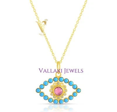 Evil Eye Pendant Natural turquoise multicolored Pendant Gifting Pendant - Image 1 of 4