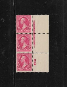 US Stamps: #267, Plate Number Strip of 3, MNH; 226 Right, Imprint Type IV - Picture 1 of 1