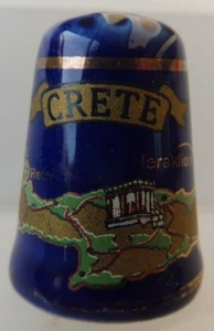 DE A COUDRE DE COLLECTION THIMBLE PORCELAINE CRETE GRECE - Imagen 1 de 2