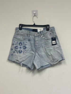 Lucky Brand 90's High-Rise Midi Shorts Womens 29 Island Hop Denim Button Closure - Image 1 of 4