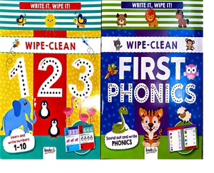 Wipe Clean Books 3+ Write it, Wipe it First Numbers & First Phonics Preschool - Picture 1 of 3