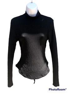 Blusa para mujer negra manga larga Free People cuello alto espalda abierta talla pequeña - Imagen 1 de 5