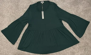 New Joseph A Women’s Size 1X Dark Green Blouse 3/4 Bell Sleeve MSRP $78 (B2) - Picture 1 of 14