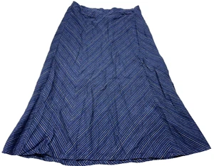 J. Jill Damen 100 % Leinen blau gestreift lang A-Linie Reißverschluss Taille Rock Medium - Bild 1 von 4
