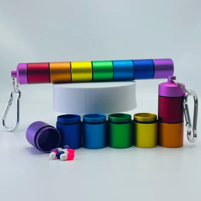 Metal Pill Box Organizer, 7 Day Pill Organizer, Waterproof Emergency Keychain - Image 1 of 4