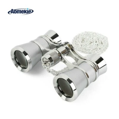 3X25 Theatre Opera Glass Binoculars  with Chain for Theater Horse Racing Silvery - Image 1 of 4