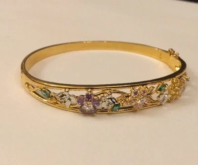 PULSERA BRAZALETE BRADFORD EXCHANGE MARIPOSA FLORAL RACIMO MARGARITA Foto 1 de 4