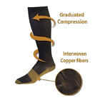 (5 Pairs) Copper Compression 20-30mmHg Graduated Support Socks Mens Womens S-XXL