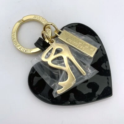 Chaveiro Jimmy Choo Parfums coração veludo preto com berloques sem caixa - Imagem 1 de 4