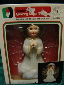 VINTAGE DOBLE GLO ANGEL TREE TOPPER W / ORIG BOX - Imagen 1 de 1