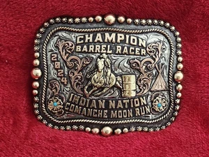 INDIAN~Barrel Racing Rodeo Champion Trophy Belt Buckle☆COMANCHE MOON☆2024☆970 - Picture 1 of 15