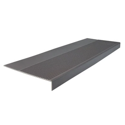 Light Duty Ribbed Design Charcoal 12-1/4 In. X 48 In. Rubber Square Nose Stair T - Image 1 of 4