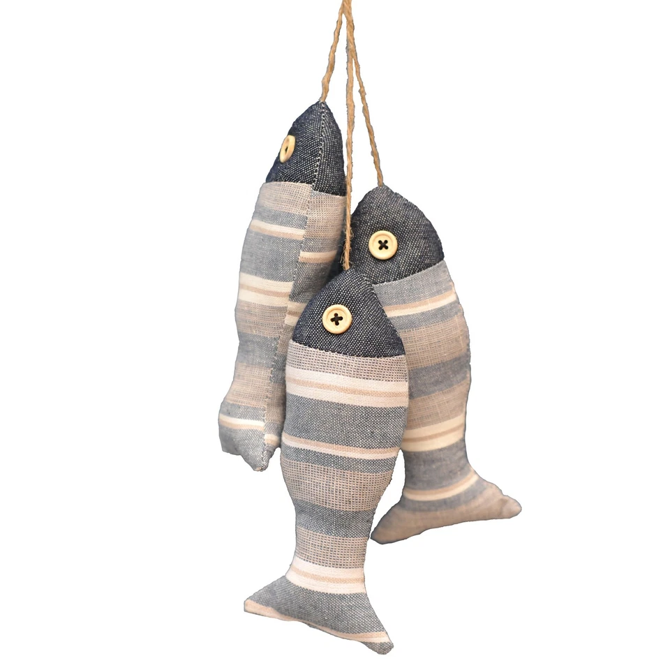 Juego de 3 Peces Colgantes Rayas Grises Decoración Foto 1 de 1