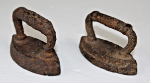 Vtg Antique Miniature Cast Sad Iron 3.5" Small Mini childs Toy Clothes Lot of 2 - Picture 1 of 3