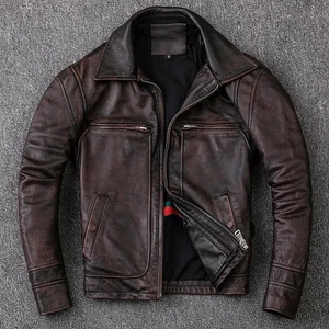 Herren Vintage Biker Style Motorrad Cafe Racer Echt Leder Jacke für Herren - Bild 1 von 3