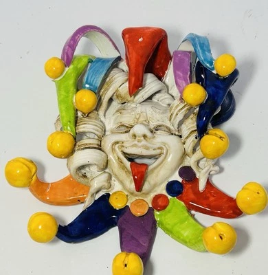 Italian Ceramic Majolica Mardi Gras Jester Mask  - Image 1 of 4