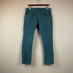 Jeans Bonobos uomo 33 x 30 verde slim 5 tasche denim misto cotone elasticizzato - Foto 1 di 12
