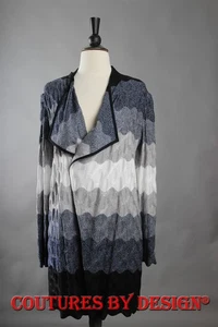 St John Knits Fine Gauge Wrap Ombre Caviar & Navy Gr. P Neu mit Etikett UVP $ 1295 - Bild 1 von 2