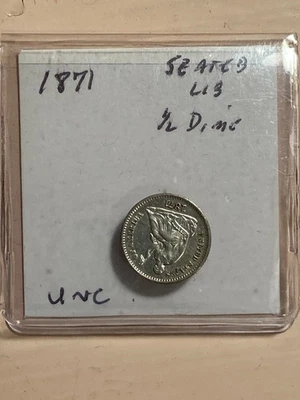 1871 P Seated Liberty Half Dime Silver Coin UNC - Image 1 of 4